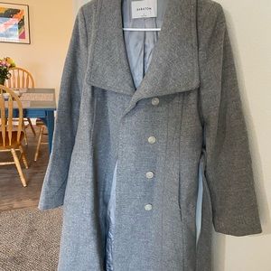 Babaton gray peacoat with tie